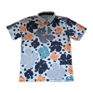 Swannies Mens M All Over Print Mellblom Polo Golf Shirt Short Sleeve